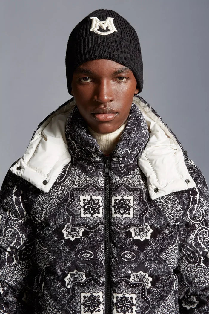 MONCLER Embroidered Monogram Beanie Black - MAISONDEFASHION.COM