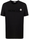 MONCLER Flock Logo T-Shirt Black - MAISONDEFASHION.COM