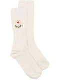 MONCLER GENIUS X 8 MONCLER PALM ANGELS MEN Logo Knit Socks White - MAISONDEFASHION.COM