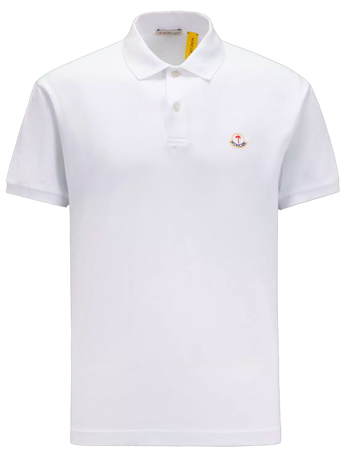 MONCLER GENIUS X 8 MONCLER PALM ANGELS MEN Logo Patch Polo Shirt White - MAISONDEFASHION.COM