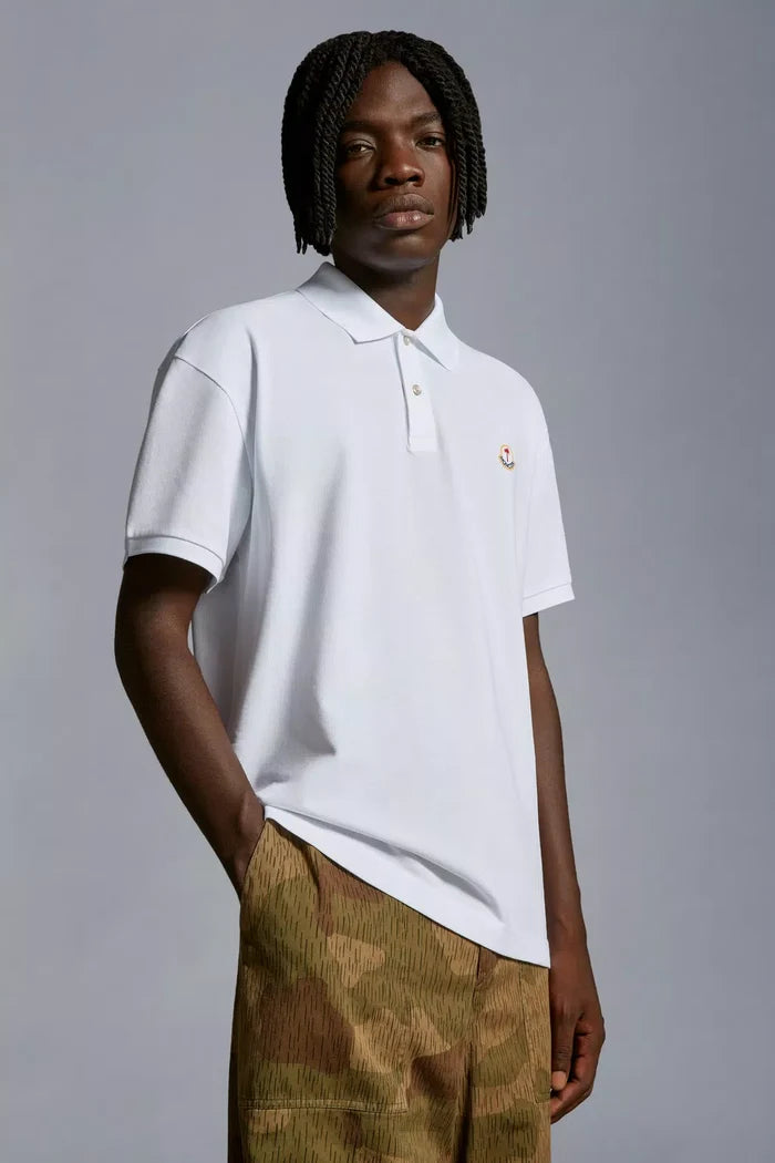 MONCLER GENIUS X 8 MONCLER PALM ANGELS MEN Logo Patch Polo Shirt White - MAISONDEFASHION.COM