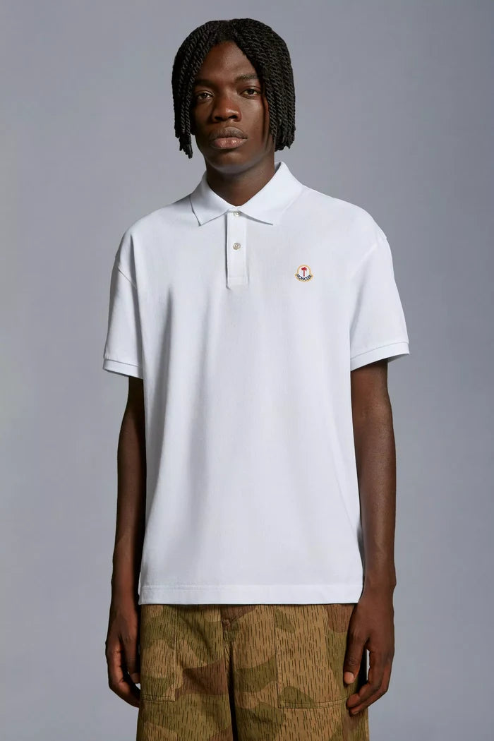 MONCLER GENIUS X 8 MONCLER PALM ANGELS MEN Logo Patch Polo Shirt White - MAISONDEFASHION.COM