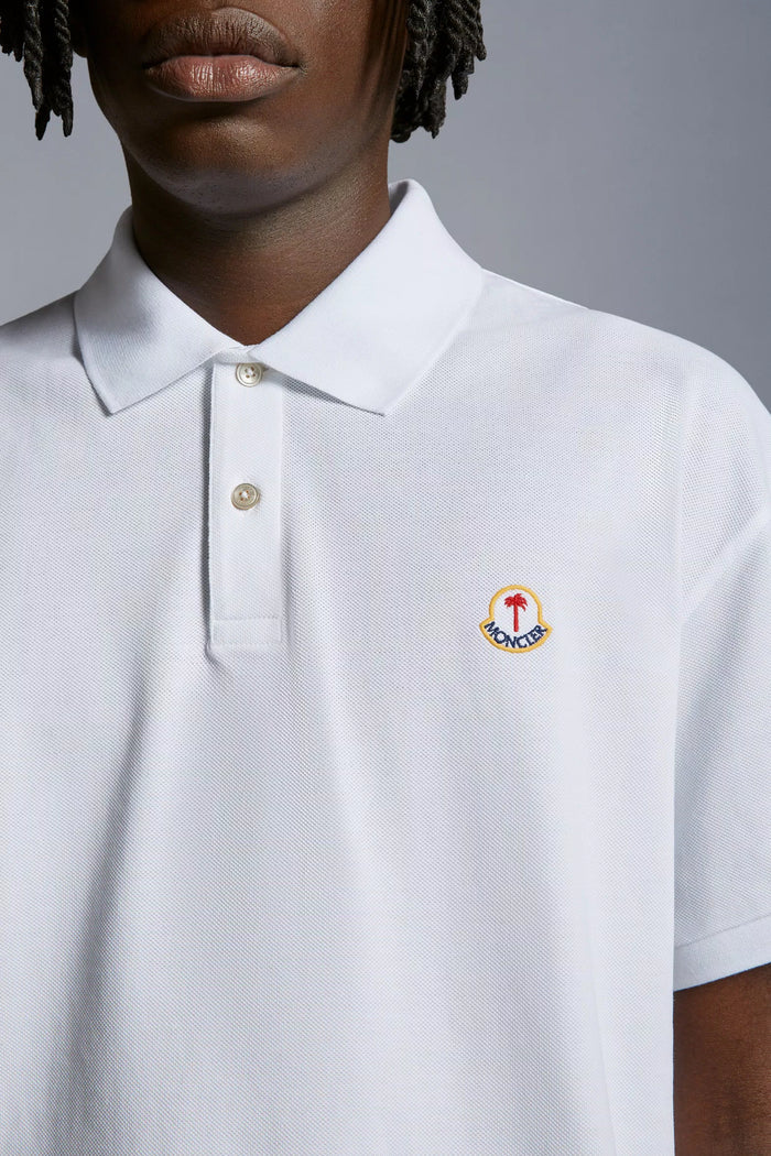 MONCLER GENIUS X 8 MONCLER PALM ANGELS MEN Logo Patch Polo Shirt White - MAISONDEFASHION.COM