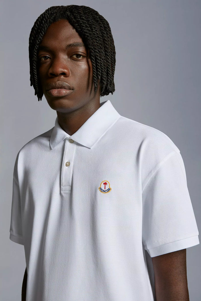 MONCLER GENIUS X 8 MONCLER PALM ANGELS MEN Logo Patch Polo Shirt White - MAISONDEFASHION.COM