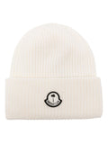 MONCLER GENIUS X 8 MONCLER PALM ANGELS MEN Logo Beanie White - MAISONDEFASHION.COM