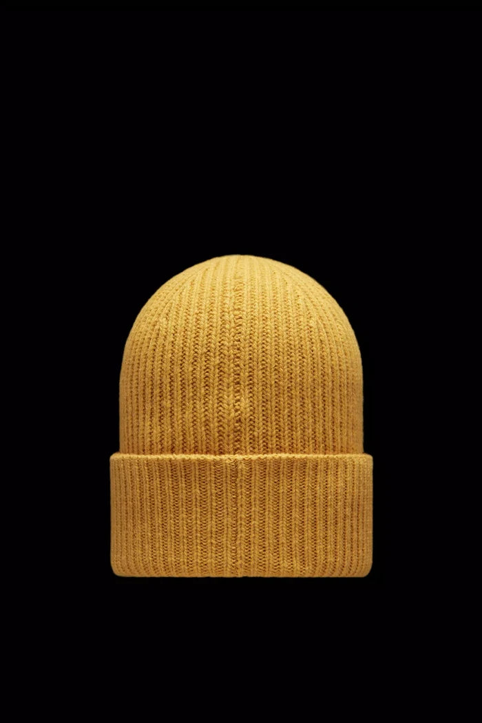 MONCLER GENIUS X 8 MONCLER PALM ANGELS MEN Logo Beanie Yellow/White - MAISONDEFASHION.COM