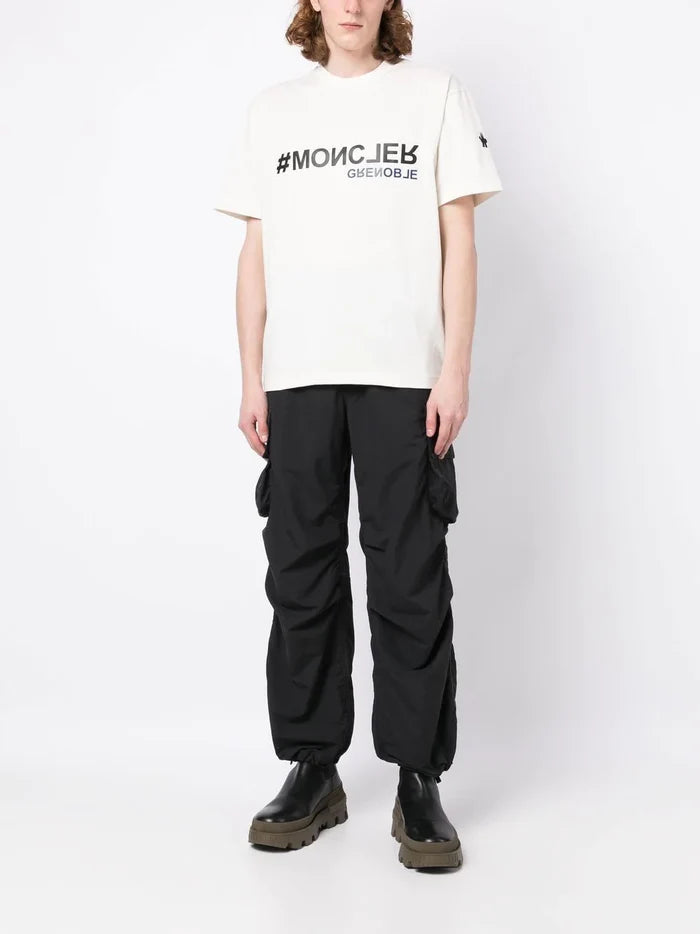 MONCLER GRENOBLE Logo Print T-Shirt White - MAISONDEFASHION.COM