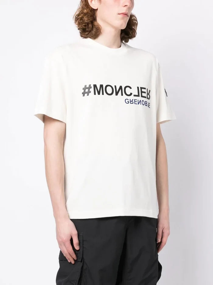 MONCLER GRENOBLE Logo Print T-Shirt White - MAISONDEFASHION.COM