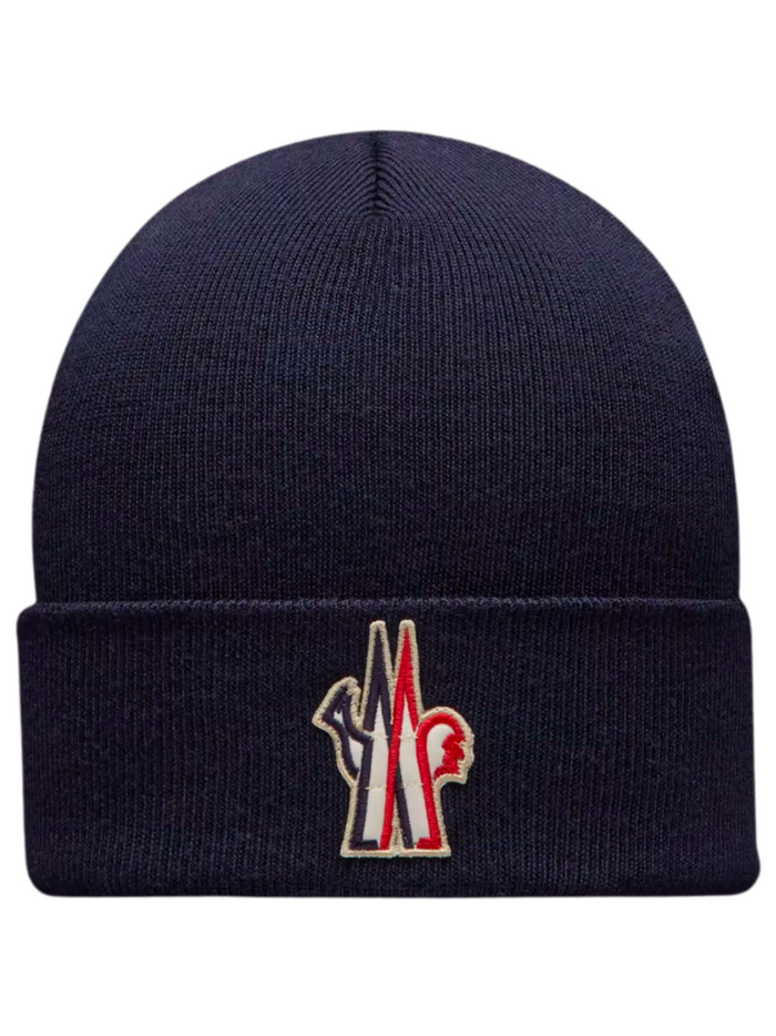 MONCLER GRENOBLE Pure Wool Beanie Navy - MAISONDEFASHION.COM