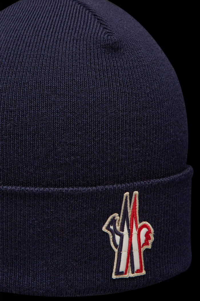 MONCLER GRENOBLE Pure Wool Beanie Navy - MAISONDEFASHION.COM