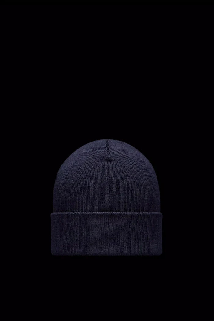 MONCLER GRENOBLE Pure Wool Beanie Navy - MAISONDEFASHION.COM