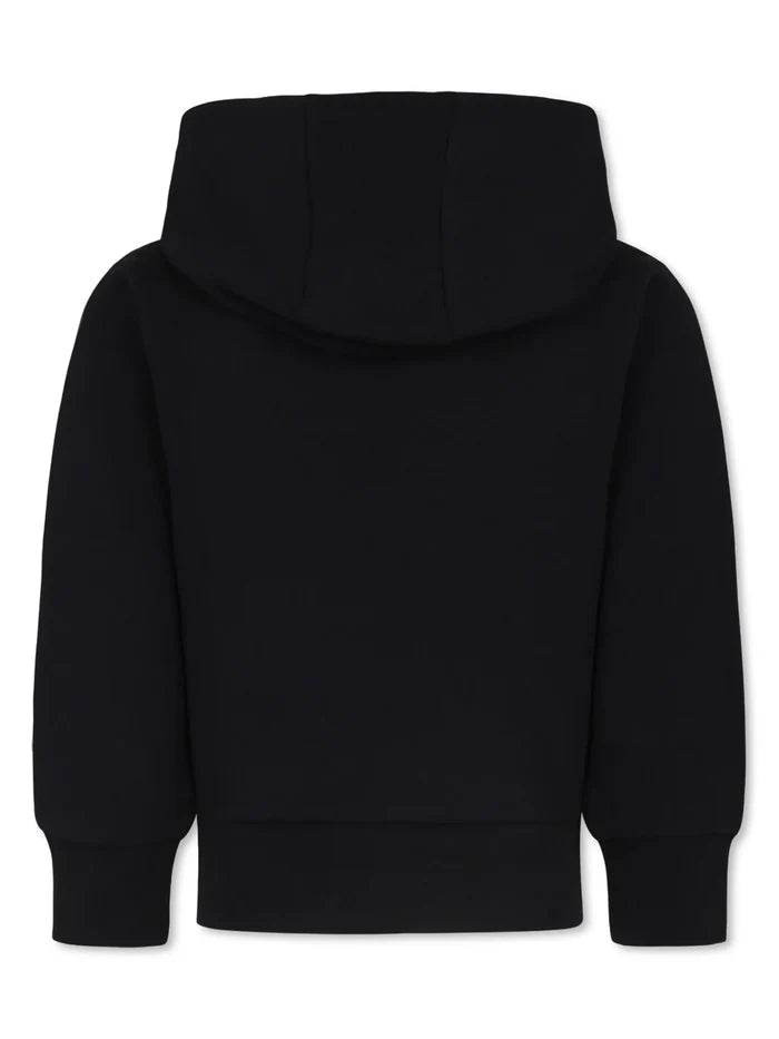 MONCLER KIDS Boys Double Logo Print Cotton Hoodie Black - MAISONDEFASHION.COM