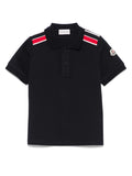 MONCLER KIDS Boys Logo-patch Polo Shirt Navy Blue - MAISONDEFASHION.COM