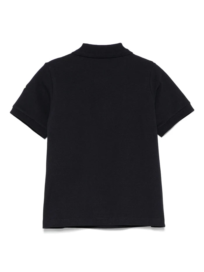 MONCLER KIDS Boys Logo-patch Polo Shirt Navy Blue - MAISONDEFASHION.COM
