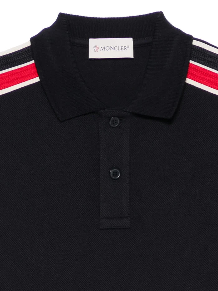 MONCLER KIDS Boys Logo-patch Polo Shirt Navy Blue - MAISONDEFASHION.COM