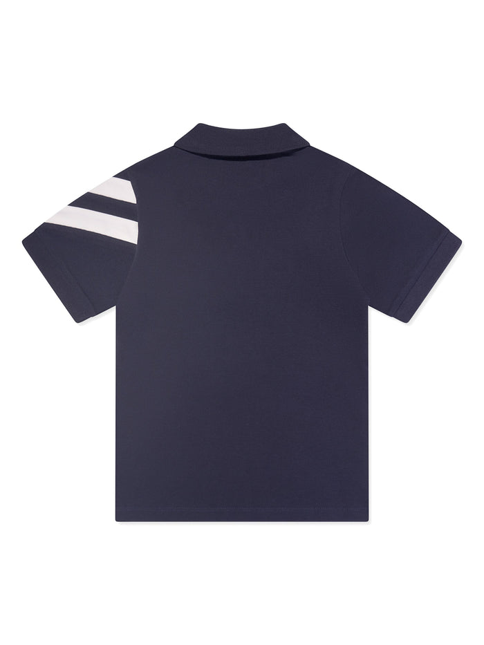 MONCLER KIDS Boys Logo-Patch Polo Shirt Navy - MAISONDEFASHION.COM
