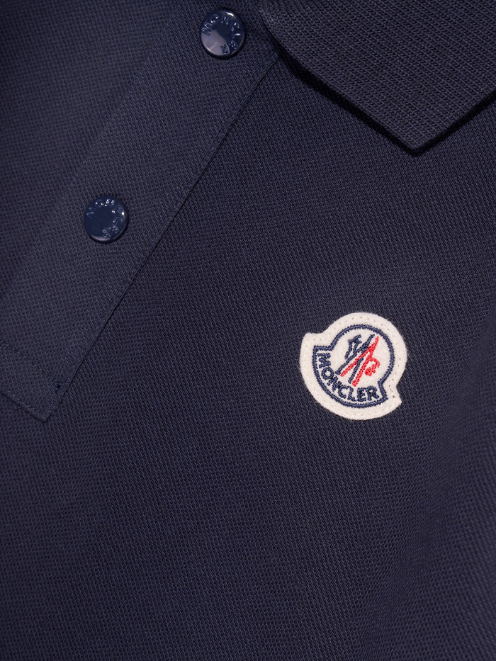 MONCLER KIDS Boys Logo-Patch Polo Shirt Navy - MAISONDEFASHION.COM
