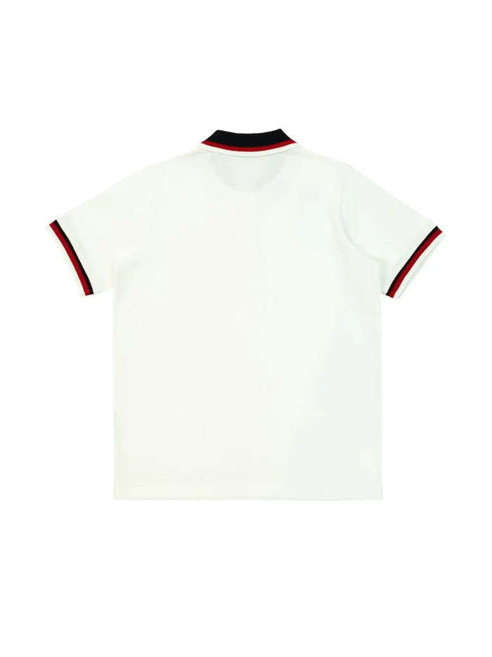 MONCLER KIDS Boys Logo-patch Polo Shirt White - MAISONDEFASHION.COM