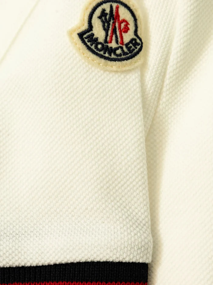MONCLER KIDS Boys Logo-patch Polo Shirt White - MAISONDEFASHION.COM