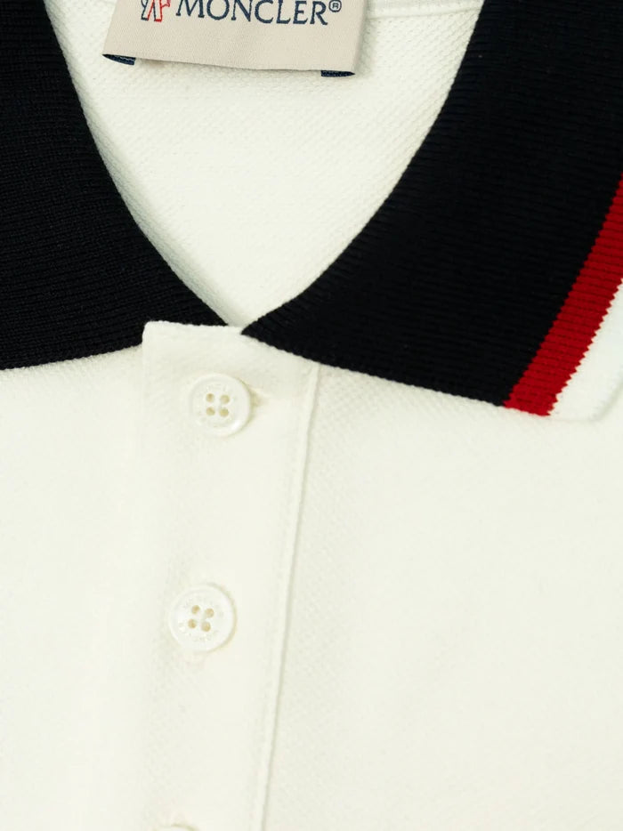 MONCLER KIDS Boys Logo-patch Polo Shirt White - MAISONDEFASHION.COM