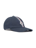 MONCLER KIDS Boys Logo-Patch Stripe-Detail Cap Navy - MAISONDEFASHION.COM