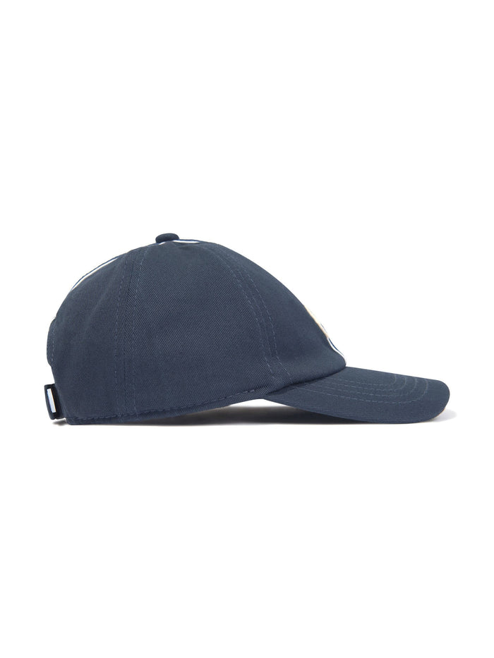MONCLER KIDS Boys Logo-Patch Stripe-Detail Cap Navy - MAISONDEFASHION.COM