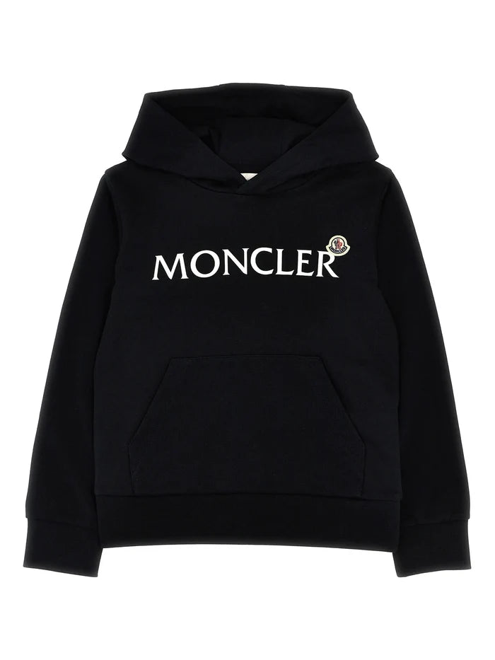 MONCLER KIDS Boys Logo-print Hoodie Black - MAISONDEFASHION.COM