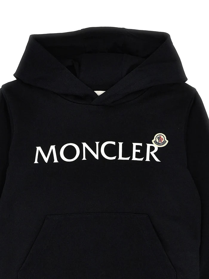 MONCLER KIDS Boys Logo-print Hoodie Black - MAISONDEFASHION.COM