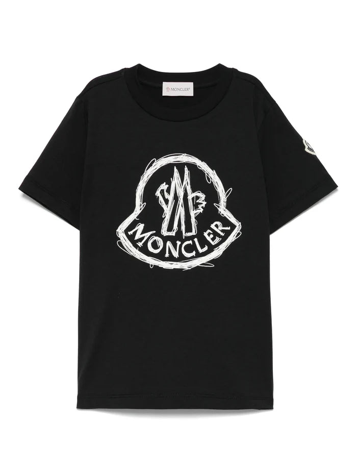 MONCLER KIDS Boys Scribble Logo T-Shirt Black - MAISONDEFASHION.COM