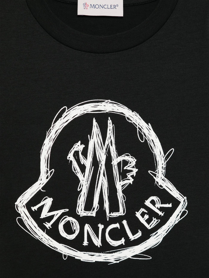MONCLER KIDS Boys Scribble Logo T-Shirt Black - MAISONDEFASHION.COM
