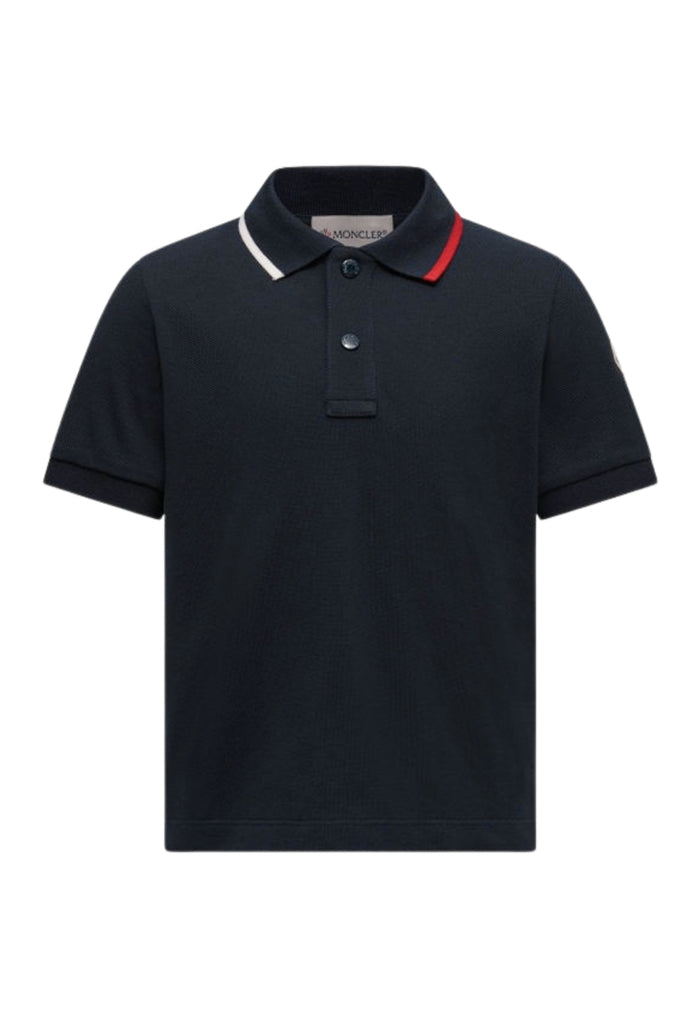 MONCLER KIDS Boys Short Sleeved Polo Shirt Navy - MAISONDEFASHION.COM