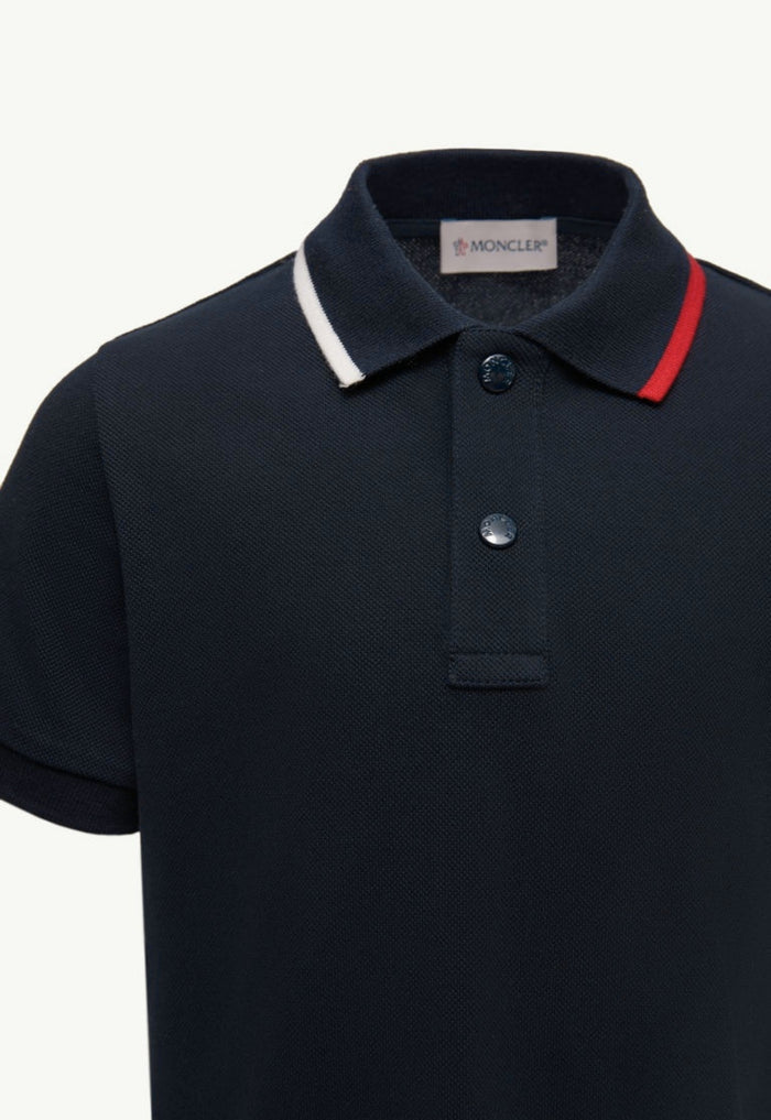 MONCLER KIDS Boys Short Sleeved Polo Shirt Navy - MAISONDEFASHION.COM