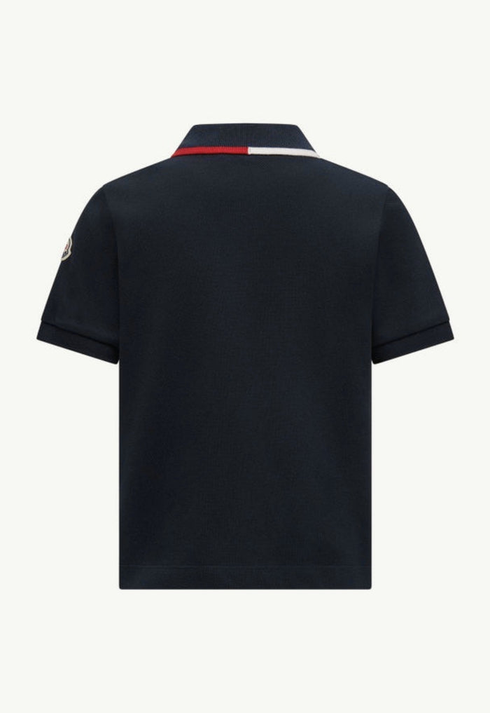 MONCLER KIDS Boys Short Sleeved Polo Shirt Navy - MAISONDEFASHION.COM