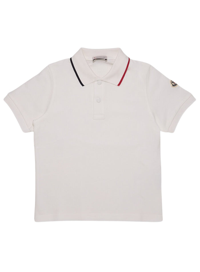 MONCLER KIDS Boys Short Sleeved Polo Shirt White - MAISONDEFASHION.COM