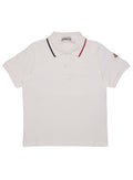 MONCLER KIDS Boys Short Sleeved Polo Shirt White - MAISONDEFASHION.COM