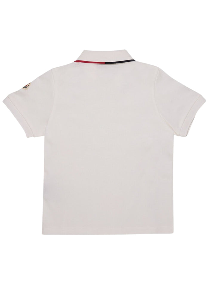 MONCLER KIDS Boys Short Sleeved Polo Shirt White - MAISONDEFASHION.COM