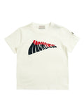 MONCLER KIDS Boys Wave-logo Cotton T-shirt White - MAISONDEFASHION.COM