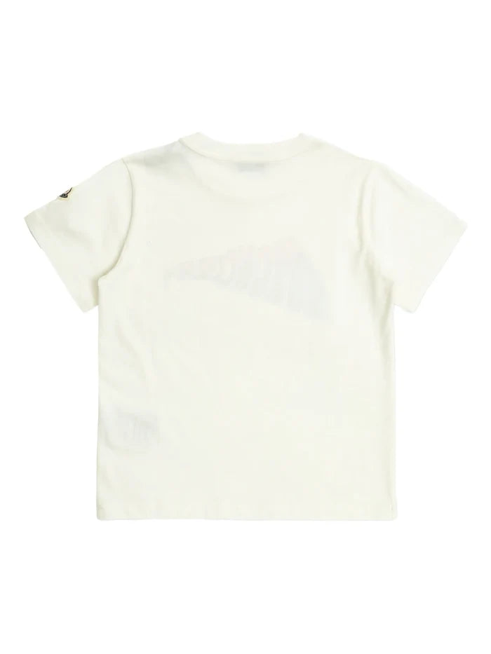 MONCLER KIDS Boys Wave-logo Cotton T-shirt White - MAISONDEFASHION.COM