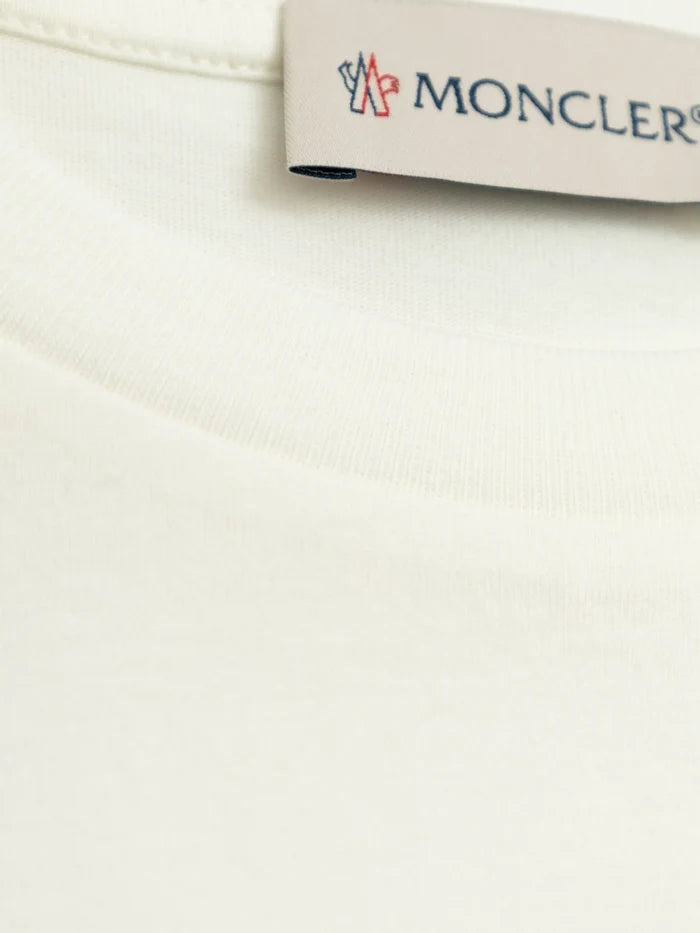 MONCLER KIDS Boys Wave-logo Cotton T-shirt White - MAISONDEFASHION.COM
