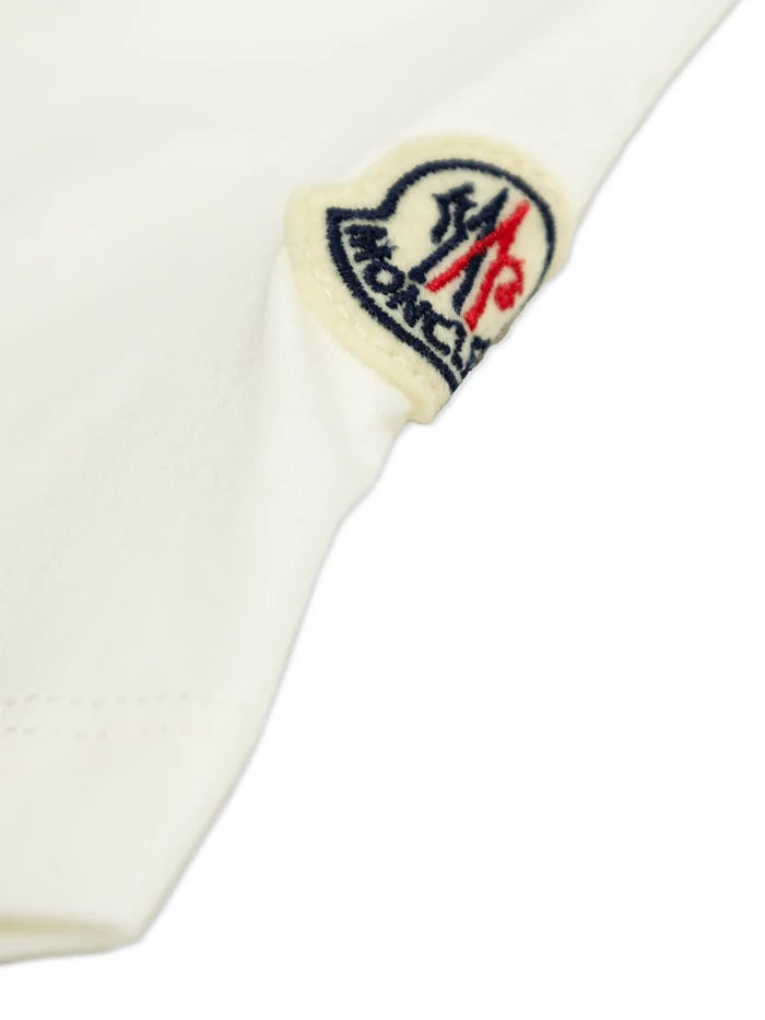 MONCLER KIDS Boys Wave-logo Cotton T-shirt White - MAISONDEFASHION.COM