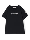 MONCLER KIDS Embossed Logo T-Shirt Navy - MAISONDEFASHION.COM