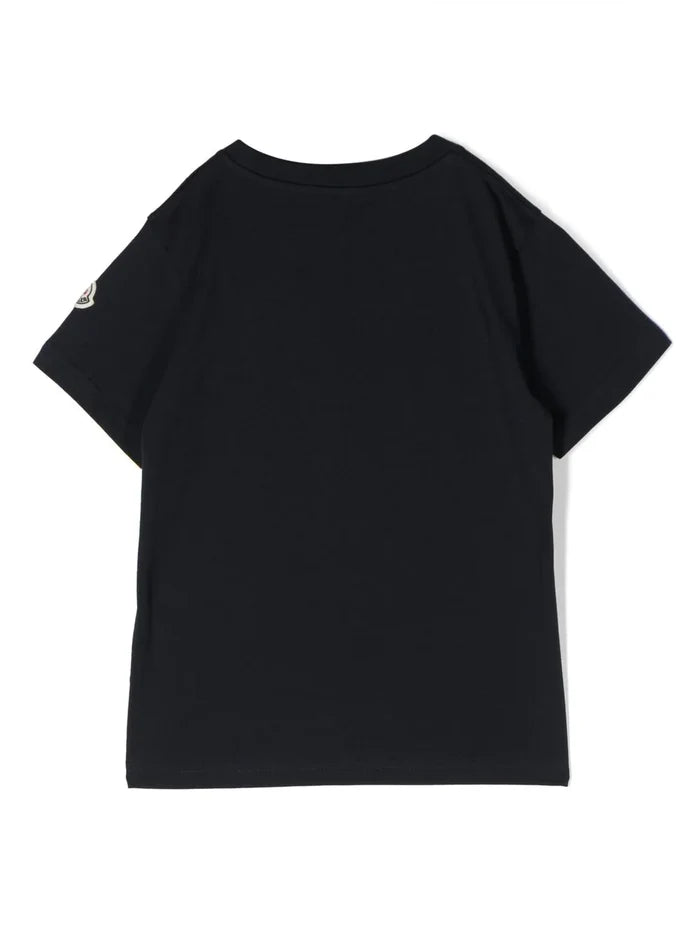 MONCLER KIDS Embossed Logo T-Shirt Navy - MAISONDEFASHION.COM