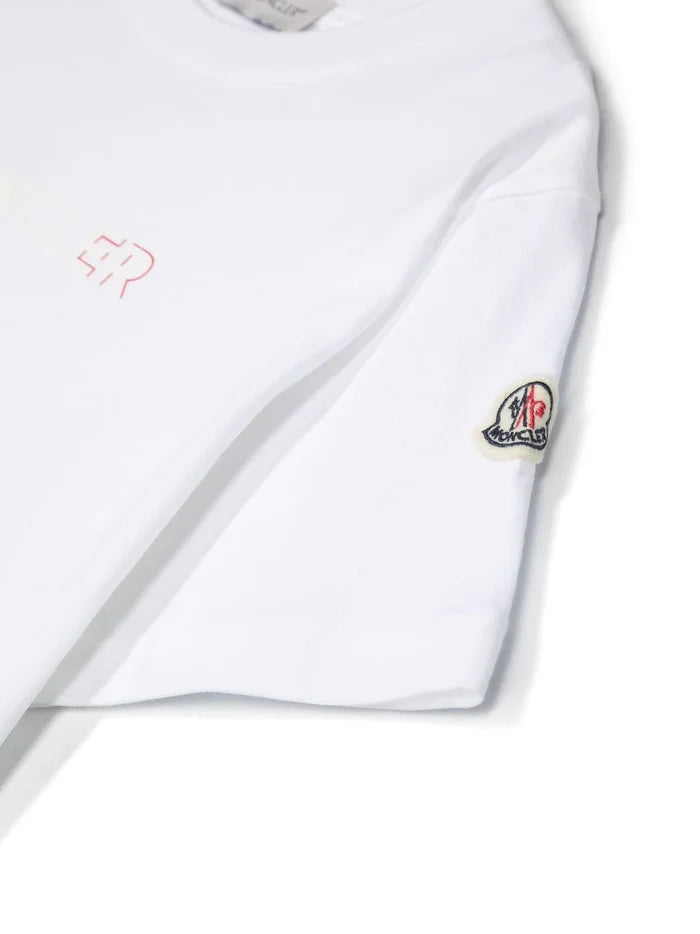 MONCLER KIDS Embossed Logo T-Shirt White - MAISONDEFASHION.COM