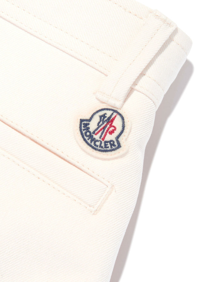 MONCLER KIDS Girls Bermuda Logo Patch Shorts Beige - MAISONDEFASHION.COM