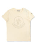 MONCLER KIDS Girls Crystal Logo Cotton T-Shirt Ivory - MAISONDEFASHION.COM