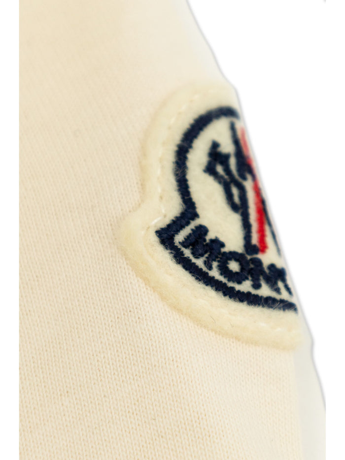 MONCLER KIDS Girls Crystal Logo Cotton T-Shirt Ivory - MAISONDEFASHION.COM