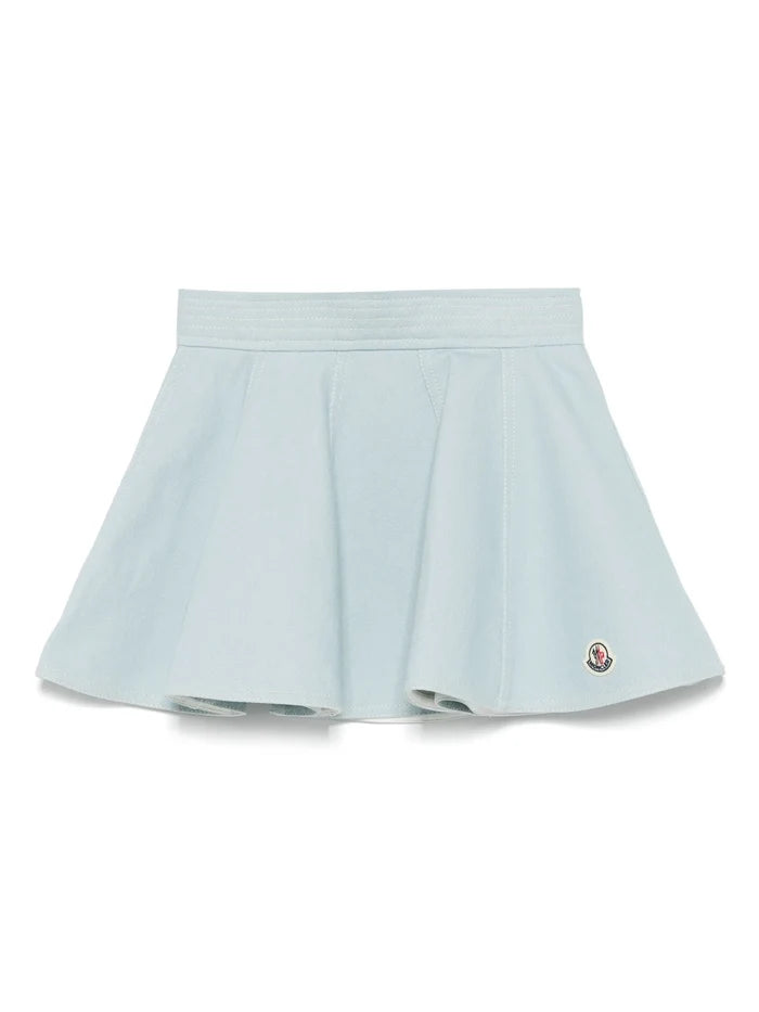 MONCLER KIDS Girls Flared Mini Skirt Light Blue - MAISONDEFASHION.COM