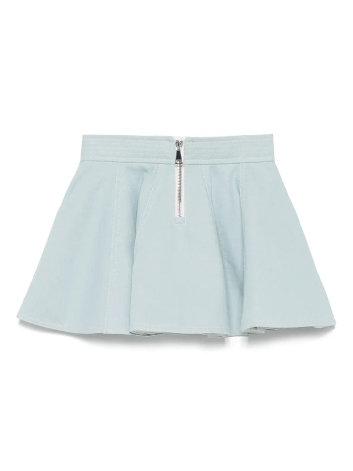 MONCLER KIDS Girls Flared Mini Skirt Light Blue - MAISONDEFASHION.COM