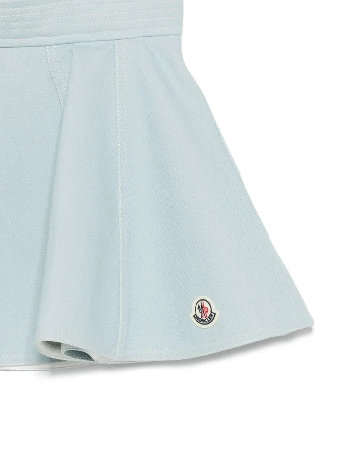 MONCLER KIDS Girls Flared Mini Skirt Light Blue - MAISONDEFASHION.COM