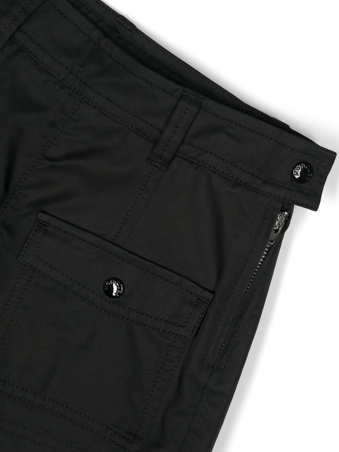 MONCLER KIDS Girls Logo Patch Twill Shorts Black - MAISONDEFASHION.COM